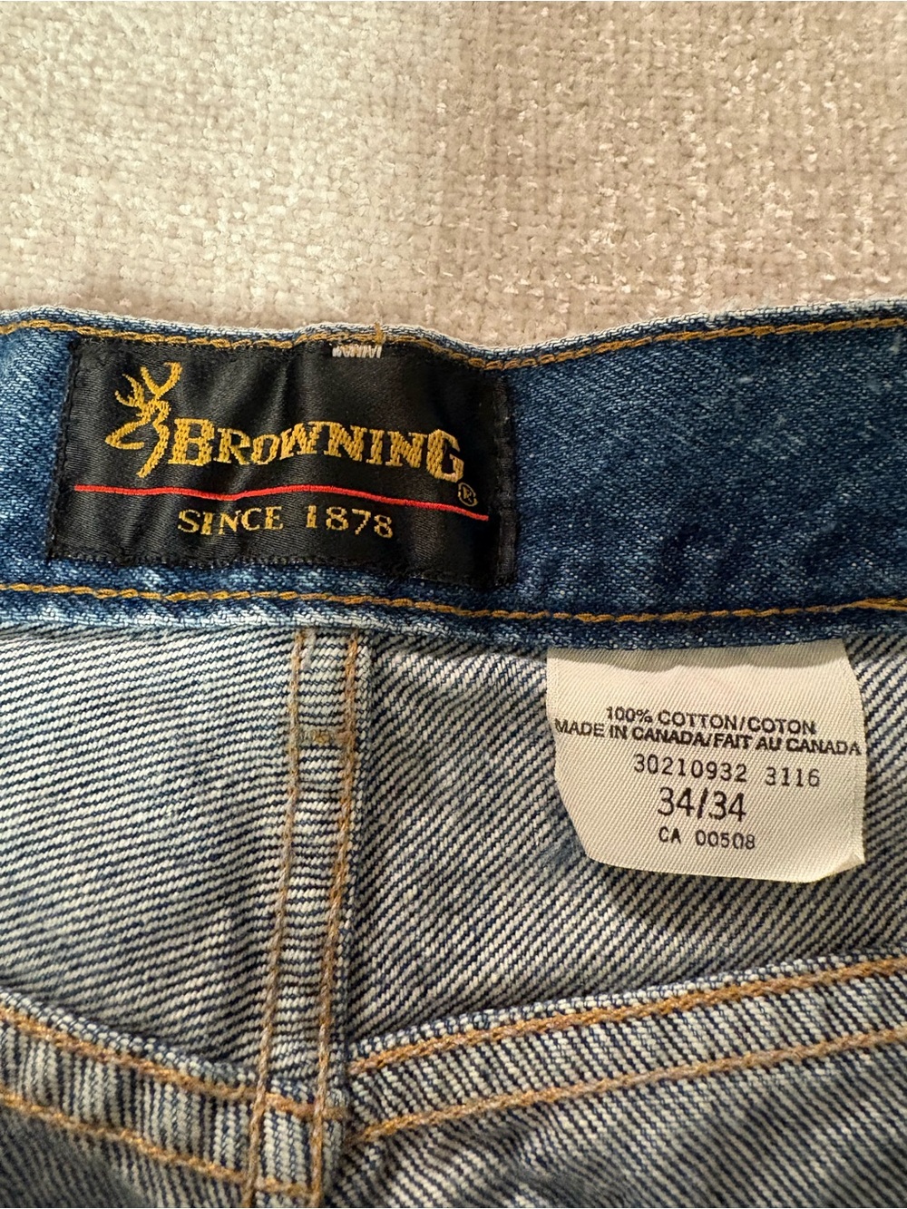 Browning Two-Tone Blue and khaki Straight Jeans Size 34/34 - Picture 6 of 14